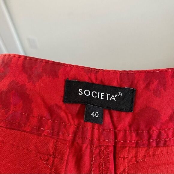 SOCIETA Italian Pencil Skirt Women's 40 US 4 Red Leopard Bling Animal Print - Picture 5 of 6